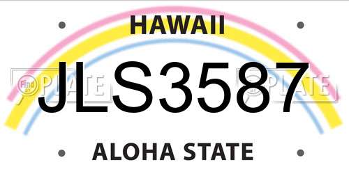 JLS3587 Hawaii License Plate