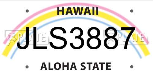 JLS3887 Hawaii License Plate