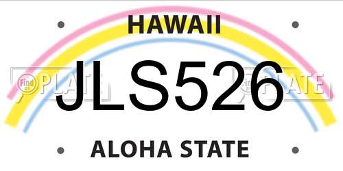 JLS526 Hawaii License Plate