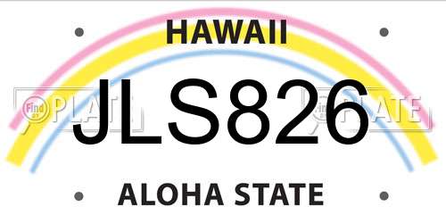 JLS826 Hawaii License Plate