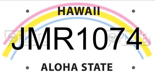 JMR1074 Hawaii License Plate