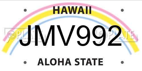 JMV992 Hawaii License Plate