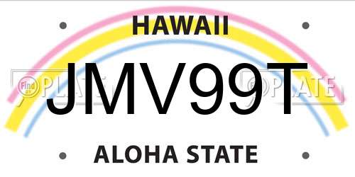JMV99T Hawaii License Plate