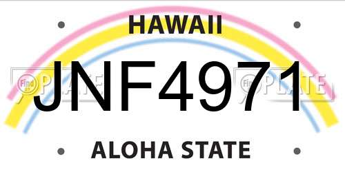 JNF4971 Hawaii License Plate