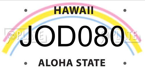 JOD080 Hawaii License Plate
