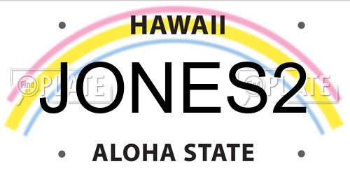 JONES2 Hawaii License Plate