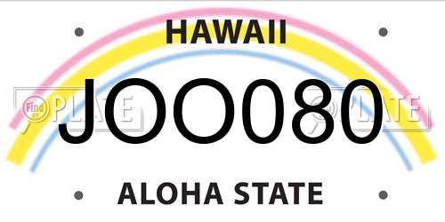 JOO080 Hawaii License Plate