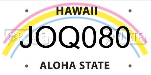 JOQ080 Hawaii License Plate