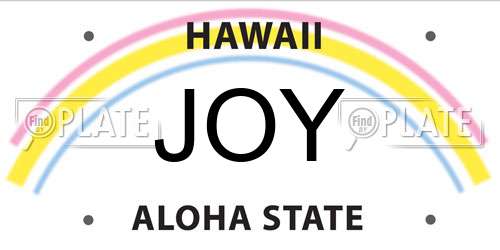 JOY Hawaii License Plate