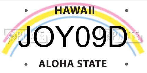 JOY09D Hawaii License Plate