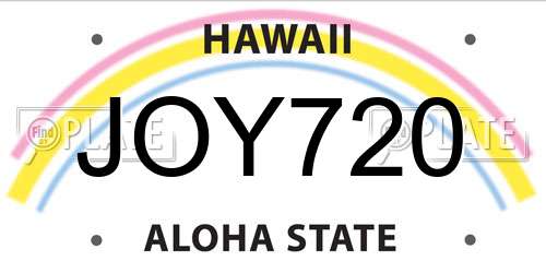 JOY720 Hawaii License Plate