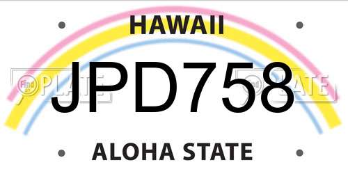 JPD758 Hawaii License Plate