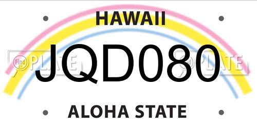 JQD080 Hawaii License Plate