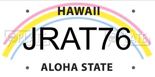JRAT76 Hawaii License Plate
