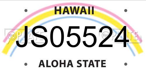 JS05524 Hawaii License Plate