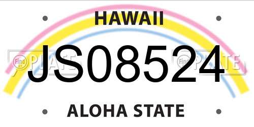 JS08524 Hawaii License Plate