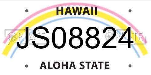 JS08824 Hawaii License Plate