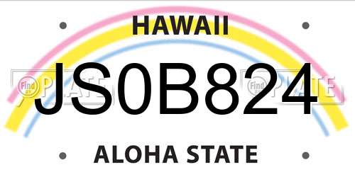 JS0B824 Hawaii License Plate