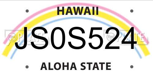 JS0S524 Hawaii License Plate