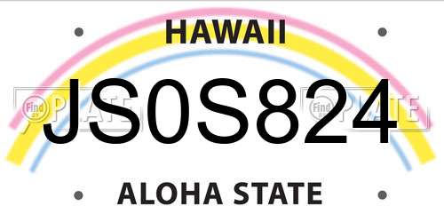 JS0S824 Hawaii License Plate