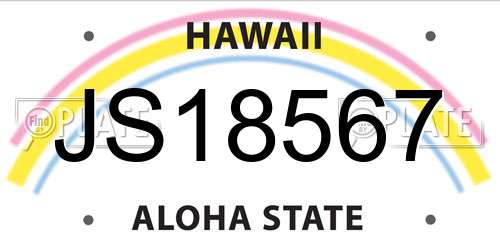 JS18567 Hawaii License Plate