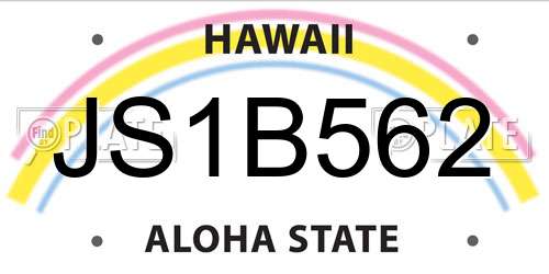 JS1B562 Hawaii License Plate