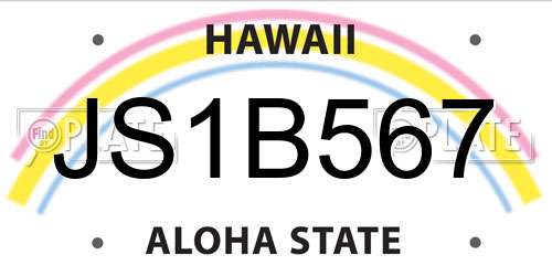 JS1B567 Hawaii License Plate