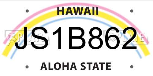 JS1B862 Hawaii License Plate