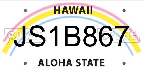 JS1B867 Hawaii License Plate