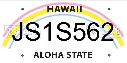 JS1S562 Hawaii License Plate