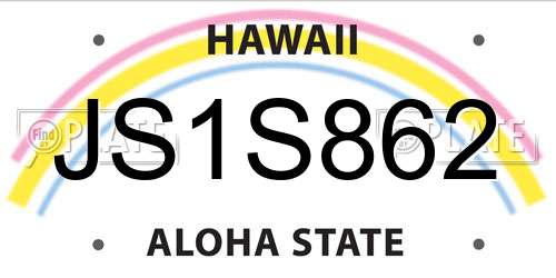 JS1S862 Hawaii License Plate