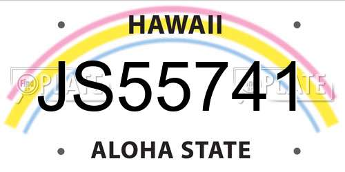 JS55741 Hawaii License Plate