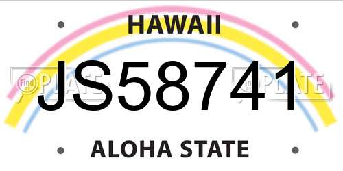 JS58741 Hawaii License Plate