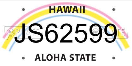 JS62599 Hawaii License Plate