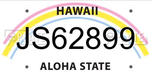 JS62899 Hawaii License Plate