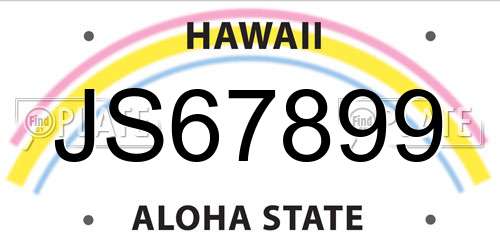JS67899 Hawaii License Plate