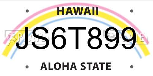 JS6T899 Hawaii License Plate