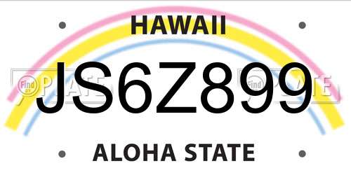 JS6Z899 Hawaii License Plate