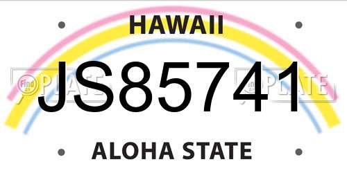 JS85741 Hawaii License Plate