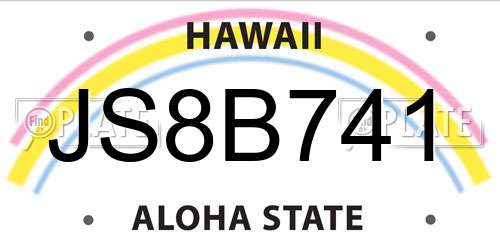 JS8B741 Hawaii License Plate
