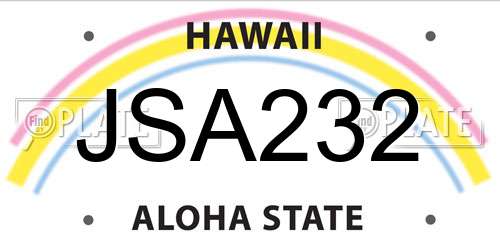 JSA232 Hawaii License Plate