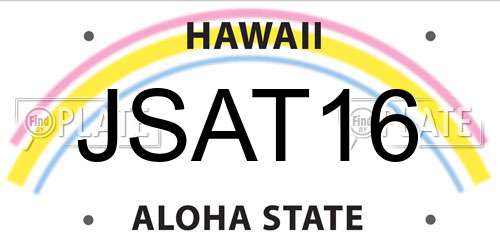 JSAT16 Hawaii License Plate