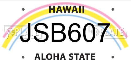 JSB607 Hawaii License Plate