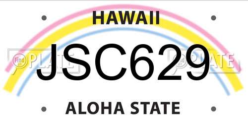 JSC629 Hawaii License Plate