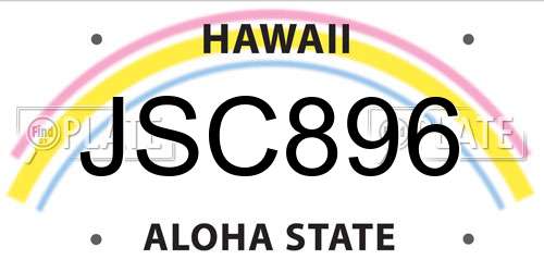 JSC896 Hawaii License Plate