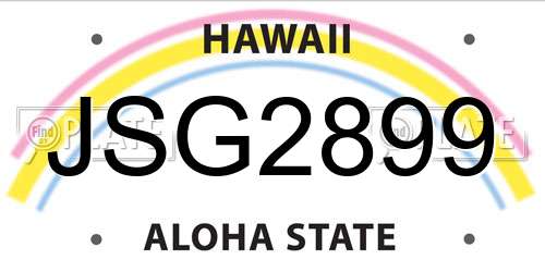 JSG2899 Hawaii License Plate
