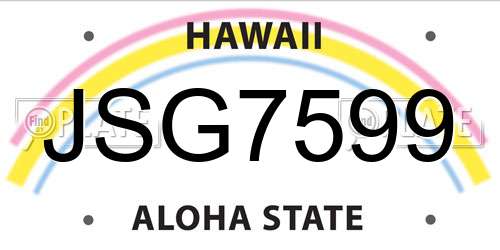 JSG7599 Hawaii License Plate
