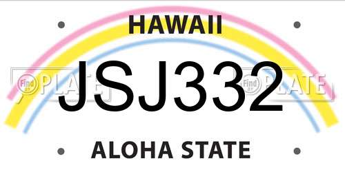 JSJ332 Hawaii License Plate