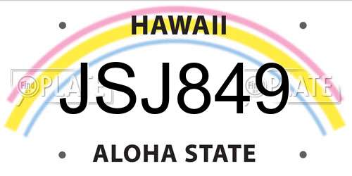 JSJ849 Hawaii License Plate