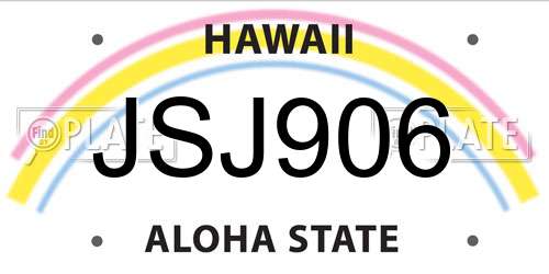 JSJ906 Hawaii License Plate